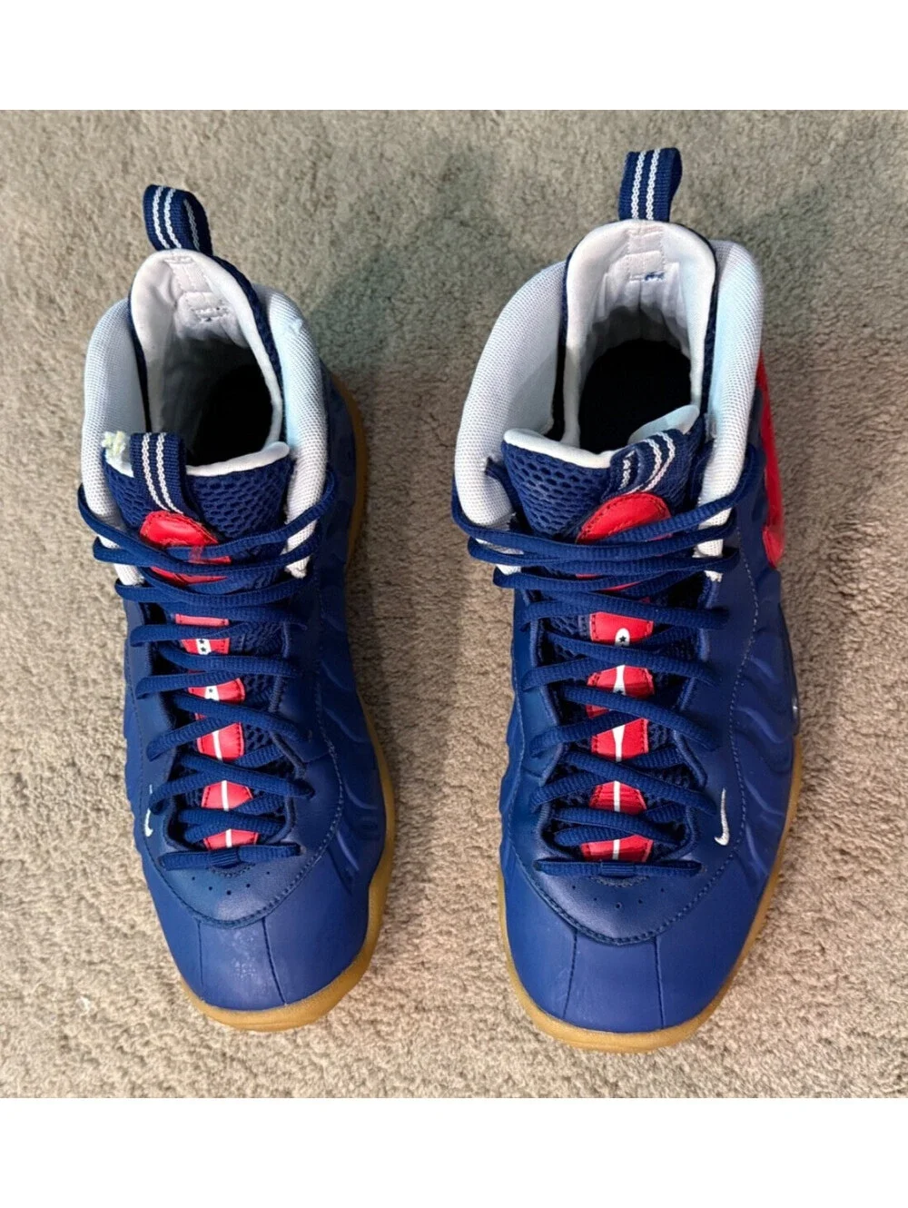 Nike Air Foamposite Pro Blue Void University Red 644792-405 Boys Size 7Y